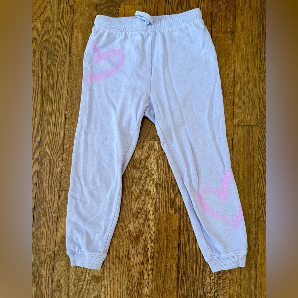 Splendid Kids Lavender Joggers with Pink Heart Accents